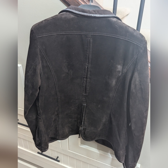 Dark Brown Suede/leather Danier Jacket - Picture 2 of 6